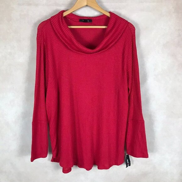 Dark Red Long Sleeve Cowl Neck Soft Thermal Top NWT 3X - Picture 1 of 10